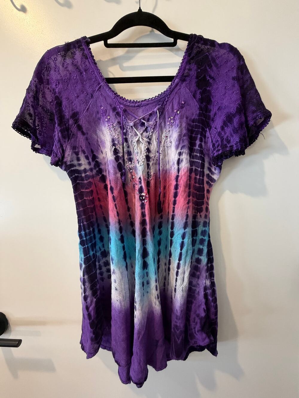 Vintage Advanced Apparels Tie-Dye T-Shirt Bohemian Fun Flowy Summer Top